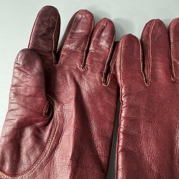 Vintage Coach Burgundy Soft Leather Gloves, Size 7 - Picture 3 of 13